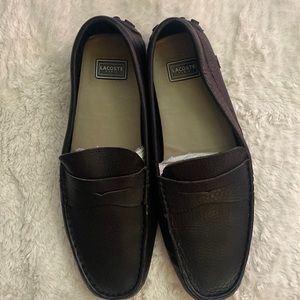 LACOSTE Black soft leather men’s loafers size 10.5